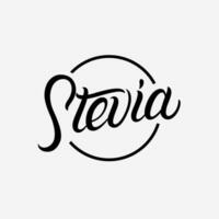 Stevia Hand geschrieben Beschriftung Logo, Etikett, Abzeichen, Sigma, Emblem. modern Kalligraphie. Vektor Illustration.