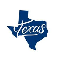 Texas Hand geschrieben Beschriftung Logo, Emblem, Etikette mit Karte. drucken zum Tee, Typografie. USA Texas Kalligraphie Design. Vektor Illustration.