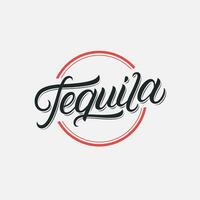 Tequila Hand geschrieben Beschriftung Logo, Etikett, Abzeichen, Sigma, Emblem zum Mexikaner Restaurant, Cafe, Bar. modern Kalligraphie. Jahrgang retro Stil. Vektor Illustration.