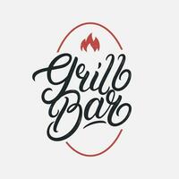 Grill Bar Hand geschrieben Beschriftung Logo, Etikett, Abzeichen, Zeichen, Emblem. modern Bürste Kalligraphie. Vektor Illustration.