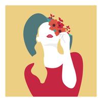 Flicka med blommor hatt Vektor illustration