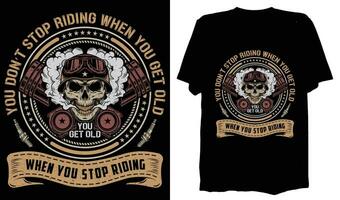 Motorrad T-Shirt Design Vorlage, Fahrrad Liebhaber t Hemd mit Jahrgang und Typografie Stil vektor