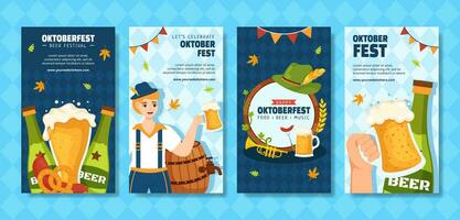 oktoberfest öl festival social media berättelser platt tecknad serie hand dragen mallar bakgrund illustration vektor