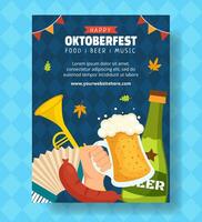 Oktoberfest Bier Festival Vertikale Poster eben Karikatur Hand gezeichnet Vorlagen Hintergrund Illustration vektor