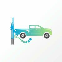 logotyp design grafisk begrepp kreativ abstrakt premie vektor stock bogsering plocka upp lastbil med hydraulisk olja vatten stänk relaterad transport ingenjör