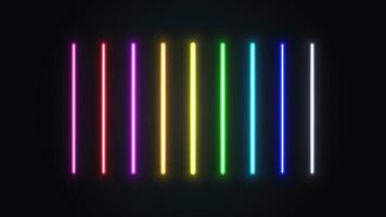 en uppsättning av neon lysande lampor. ljus flerfärgad lasrar på en mörk bakgrund. vektor