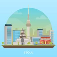 Flache moderne Seoul-Stadt-Vektor-Illustration vektor