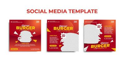 social media design för burger restaurang. redigerbar social media mall för befordran i mat meny vektor