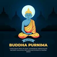 Lycklig buddha purnima social media posta design mall vektor