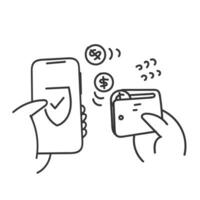 Hand gezeichnet Gekritzel sichern Handy, Mobiltelefon Zahlung Illustration Vektor