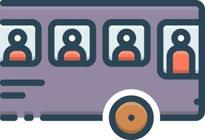 Färg ikon för studerande Sammanträde i de buss vektor