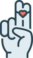Färg ikon för hjärta på två finger vektor