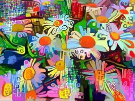 abstrakt impressionist daisy blomma målning vektor