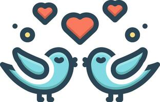 Färg ikon för kärleksfull fåglar vektor