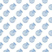 Satellit mit Erde Globus Vektor Konzept Linie nahtlos Muster