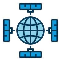 jord planet och satelliter vektor begrepp blå ikon