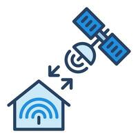 Satellit und Haus Vektor Satellit Internet Zugriff Konzept Blau Symbol