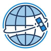 Satellit um das Welt Vektor Konzept Blau modern Symbol