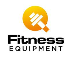 Fitness Ausrüstung im Kreis Logo Design. vektor