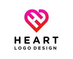 h brev monogram kärlek logotyp design. vektor