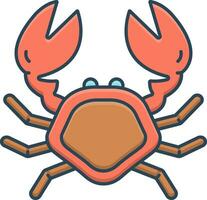 Färg ikon för krabba vektor