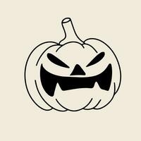 domkraft o lykta i klotter stil isolerat på bakgrund. hand dragen halloween pumpa översikt för dekor. halloween vektor illustration.