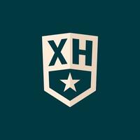 första xh logotyp stjärna skydda symbol med enkel design vektor