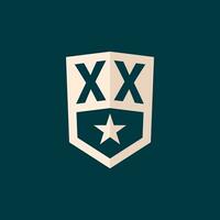 första xx logotyp stjärna skydda symbol med enkel design vektor