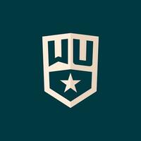 första wu logotyp stjärna skydda symbol med enkel design vektor