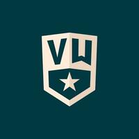 första vw logotyp stjärna skydda symbol med enkel design vektor
