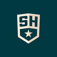 första sh logotyp stjärna skydda symbol med enkel design vektor
