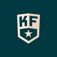 första K F logotyp stjärna skydda symbol med enkel design vektor