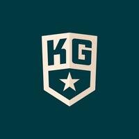 första kg logotyp stjärna skydda symbol med enkel design vektor