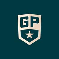 första gp logotyp stjärna skydda symbol med enkel design vektor