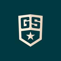 första gs logotyp stjärna skydda symbol med enkel design vektor