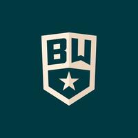 första bw logotyp stjärna skydda symbol med enkel design vektor