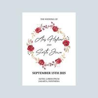 Hochzeit Einladung Karte Vorlage, kastanienbraun Rose Blume vektor