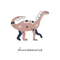 eben Vektor eben Hand gezeichnet Vektor Illustration von Shunosaurus Dinosaurier