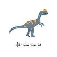 eben Vektor eben Hand gezeichnet Vektor Illustration von Dilophosaurus Dinosaurier