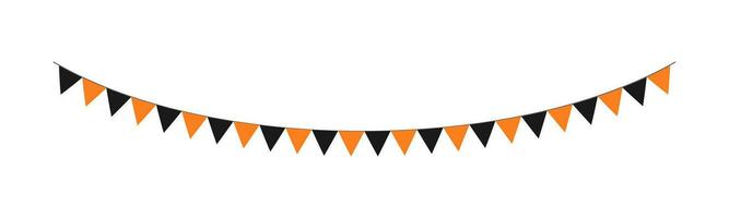 söt orange och svart halloween flaggväv krans illustration. enkel baner hängande fest flott dekor vektor element.