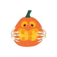 Halloween Kürbisse, Herbst Urlaub. ein Kürbis mit ein geschnitzt lächeln. vektor