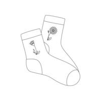 Socke. Hallo Herbst. Herbst Jahreszeit Element, Symbol. Linie Kunst. vektor