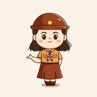 indonesiska spana flicka hälsning söt söt chibi karaktär illustration vektor
