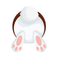 süßes Kaninchen zurück im Loch Frohe Ostern Charakter vektor