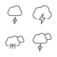 editierbar einstellen Symbol von wolkig und Donner Sturm Wetter, Vektor Illustration isoliert auf Weiß Hintergrund. mit zum Präsentation, Webseite oder Handy, Mobiltelefon App