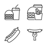redigerbar uppsättning ikon av snabb mat burger och varmkorv, vektor illustration isolerat på vit bakgrund. använder sig av för presentation, hemsida eller mobil app