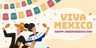 horizontal Banner viva Mexiko, Unabhängigkeit Tag von Mexiko Illustration vektor