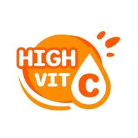 hoch Vitamin c Text Etikette Konzept Illustration eben Design Symbol Vektor eps10