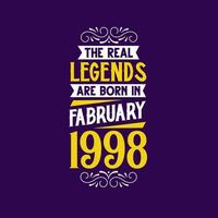 das echt Legende sind geboren im Februar 1998. geboren im Februar 1998 retro Jahrgang Geburtstag vektor