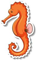 Aufklebervorlage mit einem Seepferdchen-Cartoon-Charakter isoliert vektor